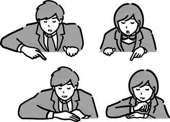 感想をつぶやく高校生男女のイラストセット