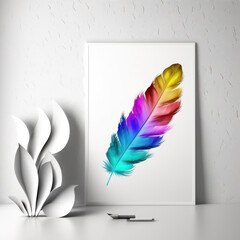 Abstract modern background, rainbow of shimmering feathers AI generation.