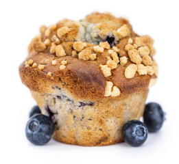 Blueberry Muffins on transparent background (selective focus; close-up shot)