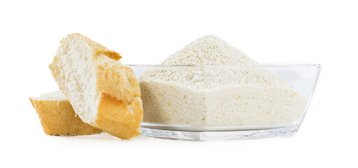 Portion of Breadcrumbs on transparent background, selective focus