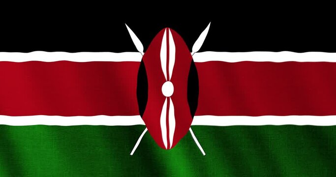 Kenyan flag seamless loop animation. 4k animation background with the flag of Kenya. 4k resolution animated backdrop.
