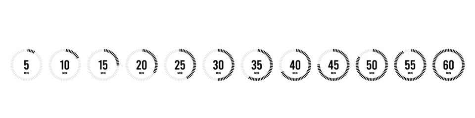 Set of stopwatch timer icon illustration - obrazy, fototapety, plakaty