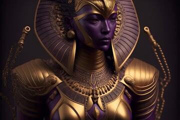 Golden and blue Pharaon Egypt. Generative AI illustrations