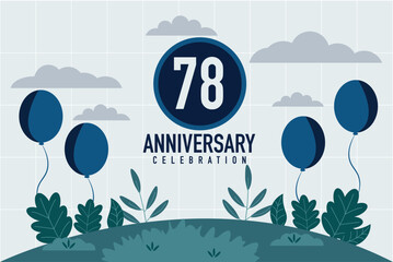 Vector 78 years anniversary invitation card. anniversary celebration modern design illustration template.