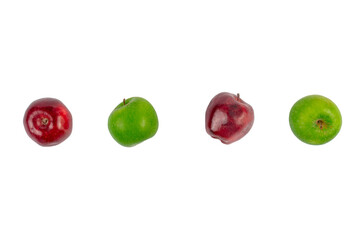 Fresh red and green apples isolated on transparent background