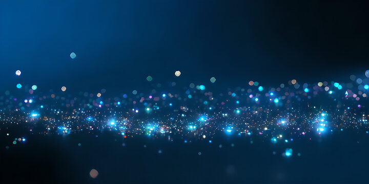 abstract blue glitter glow background, galaxy space concept, copy space for text, illustration, Generative, AI