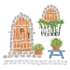 illustration of a gate in the garden