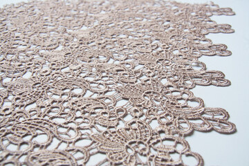 Macrame fabric, antique pink color. Elegant lace.