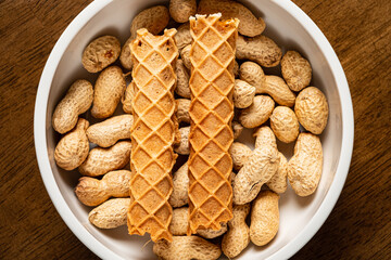 wafer rolls with milk, caramel and condensed chocolate