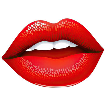 Lips, kiss mouth with red lipstick PNG (Ai generated)