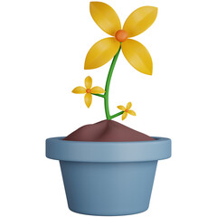 3D Rendering Yellow Flower Isolated