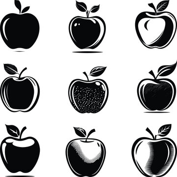 Apple Logo Collection Set Monochrome Design
