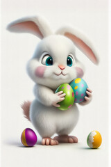 Fototapeta na wymiar Easter bunny with Easter eggs on light background. Generative AI