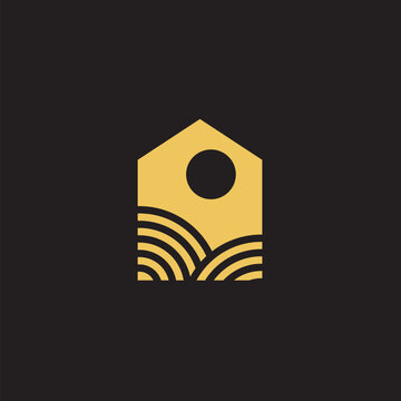 Home logo abstract modern, simple and unique house ,this signet for realty management.