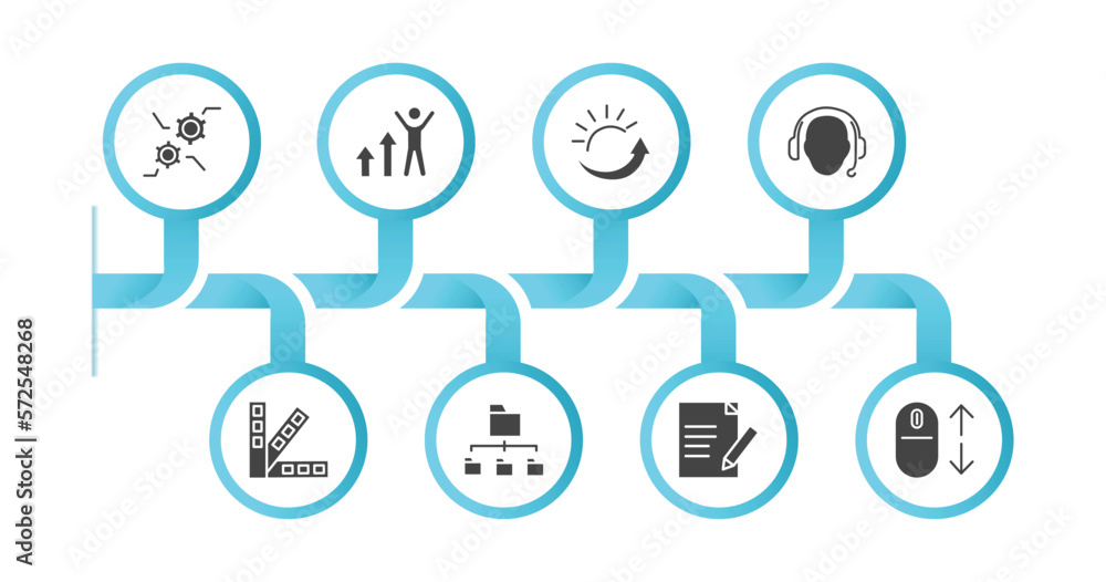 Poster editable filled icons with infographic template. infographic for web hosting concept. included featu