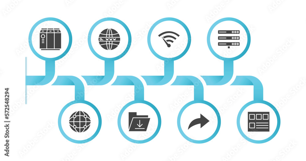 Poster editable filled icons with infographic template. infographic for web hosting concept. included raid,