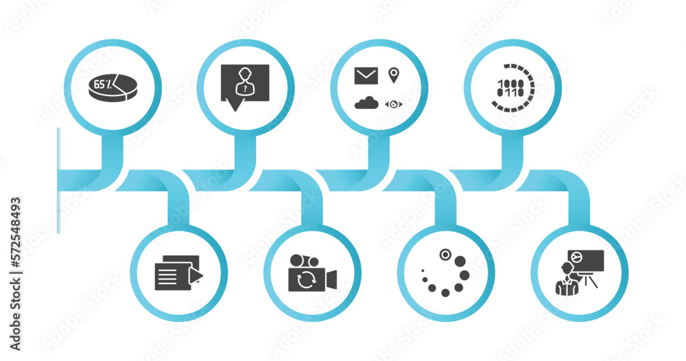 Poster editable filled icons with infographic template. infographic for user interface concept. included pe