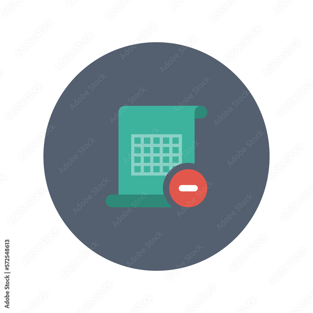 Aufkleber text document with minus icon, flat vector illustration for web and mobile interface, eps 10
