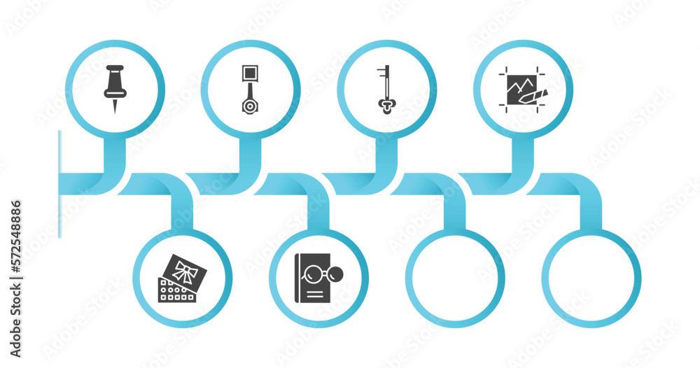 Poster editable filled icons with infographic template. infographic for tools and utensils concept. include