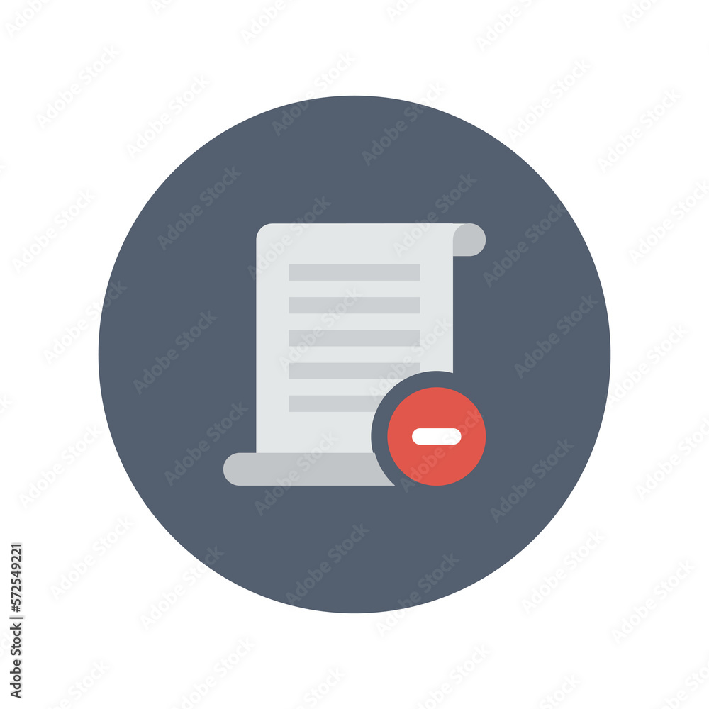 Poster text document with minus icon, flat vector illustration for web and mobile interface, eps 10