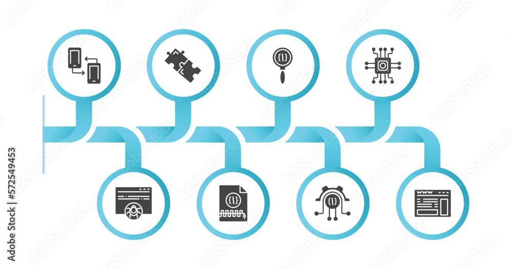 Poster editable filled icons with infographic template. infographic for programming concept. included cross