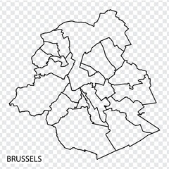 High Quality map Brussels is a capital of Belgium, with borders of the districts. Map of Brussels for your web site design, app, UI. EPS10.