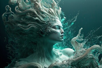 Goddess of Sea Storms. Generative AI, non-existent person.	 - obrazy, fototapety, plakaty