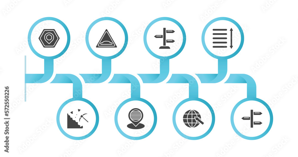 Poster editable filled icons with infographic template. infographic for maps and flags concept. included ma