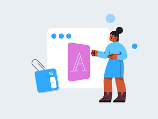 Person taking an online class. Vector illustration