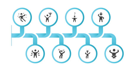 editable filled icons with infographic template. infographic for feelings concept. included great human, awesome human, confused human, amused ecstatic determined funny relieved icons.
