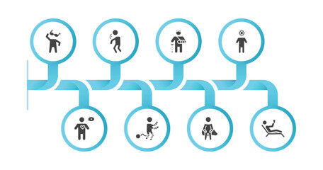 editable filled icons with infographic template. infographic for feelings concept. included cool human, rough human, hurt human, incomplete alive guilty super relaxed icons.