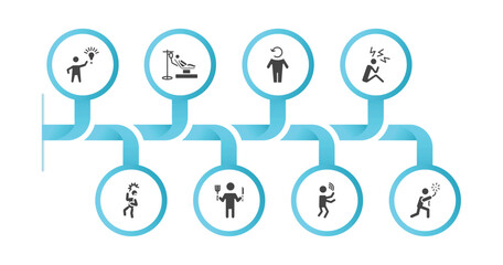 editable filled icons with infographic template. infographic for feelings concept. included inspired human, sick human, refreshed human, stressed scared hungry blah sorry icons.