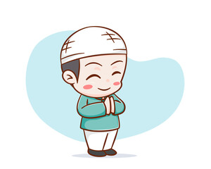 Cute muslim boy cartoon character