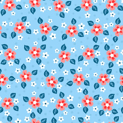 Small pink floweres seamless pattern. Cute print for baby clothes
