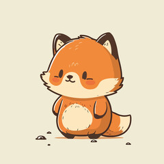 Cute fox. Woodland forest animal. Poster for baby room. Childish print for nursery. Vector illustration.