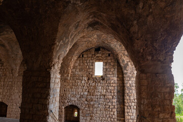 The well-preserved  remains of Yehiam Crusader fortress at Kibbutz Yehiam, in Galilee, northern Israel