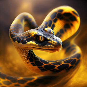 snake avatar with yellow wave wrapped around yellow focus on snake