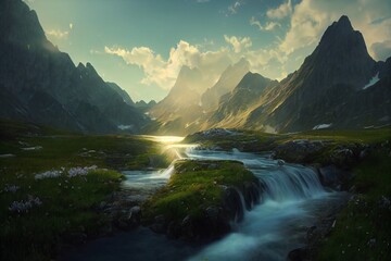 Fototapeta premium Fantasy landscape illustration