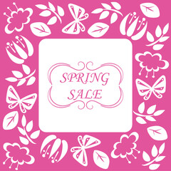 お洒落なお花と蝶々の春のセール