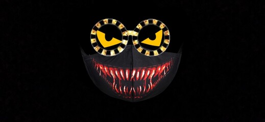 Halloween ghost face picture, black background