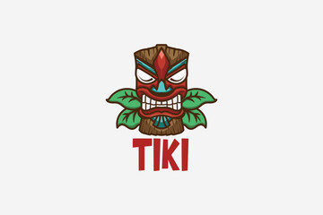 Tiki Mask Vector Illustration logo for Your Polynesian-Themed Design