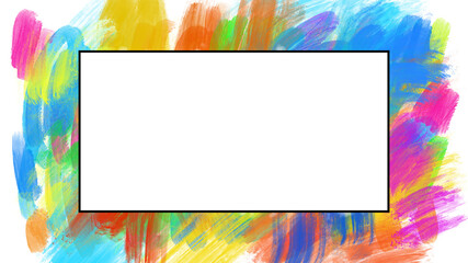 abstract colorful brushstrokes painting background title cover frame bold color strokes and copy space - PNG image with transparent background