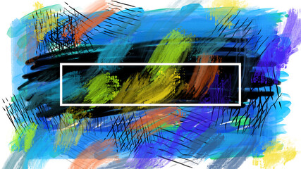 abstract colorful brushstrokes painting background title cover frame bold contrast copy space - PNG image with transparent background