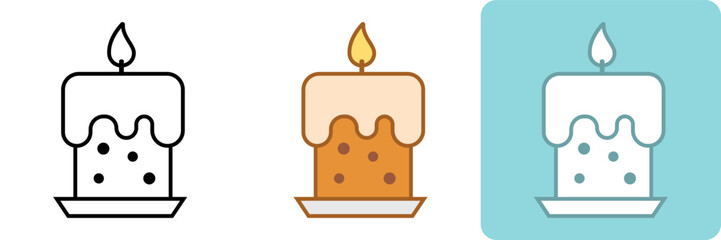 Easter Cake Icon Set features a collection of icons showcasing delicious cakes decorated with Easter-themed designs