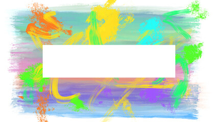 abstract colorful brushstrokes painting background title cover frame kids art - PNG image with transparent background