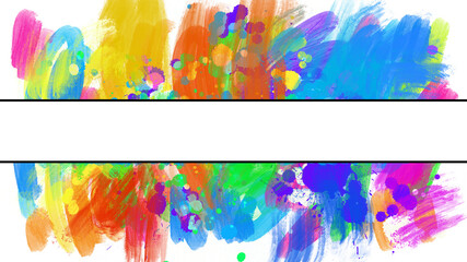 abstract colorful brushstrokes painting background title cover frame horizontal copy space - PNG image with transparent background