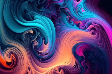 Fototapeta premium Colorful Abstract gradient seamless design pattern. liquid fluid art with swirl and waves, Generative AI