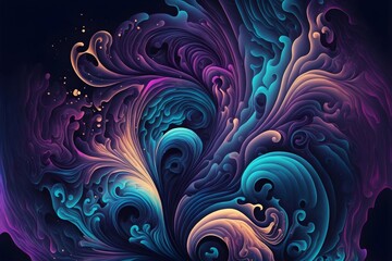 Colorful Abstract gradient seamless design pattern. liquid fluid art with swirl and waves. 