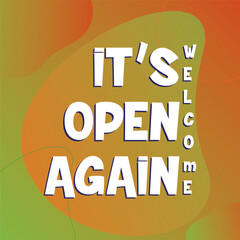 Hello , we are back welcome again, we are open, welcome back, 