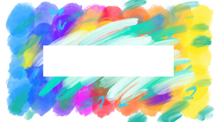 abstract colorful brushstrokes painting background title cover frame with copy space for headline - PNG image with transparent background